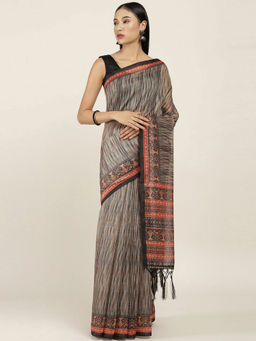 Soch - Printed Silk Blend Saree with Unstitched Blouse