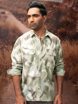 LOCOMOTIVE - Men Olive Polyester Collar Neck Shirt