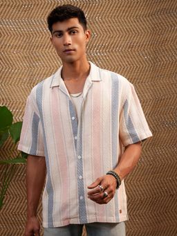 LOCOMOTIVE - Men Multi-Color Cotton Blend Collar Neck Shirt