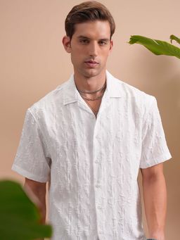 LOCOMOTIVE - Men White Polyester Collar Neck Shirt