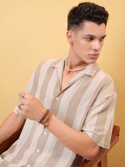 LOCOMOTIVE - Men Khaki Cotton Collar Neck Shirt