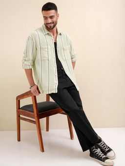 LOCOMOTIVE - Men Beige Cotton Collar Neck Shirt