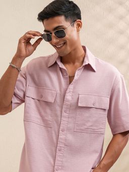 LOCOMOTIVE - Men Pink Cotton Collar Neck Shirt
