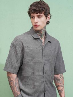 LOCOMOTIVE - Men Grey Polyester Collar Neck Shirt