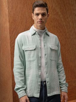 LOCOMOTIVE - Men Beige Cotton Collar Neck Shirt