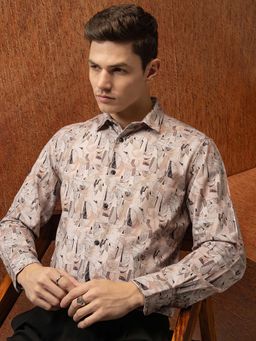 LOCOMOTIVE - Men Pink Cotton Collar Neck Shirt