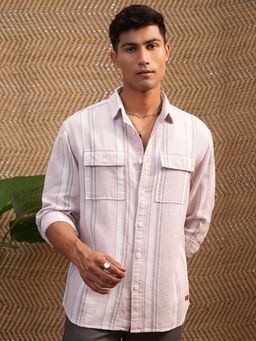 LOCOMOTIVE - Men Pink Cotton Collar Neck Shirt