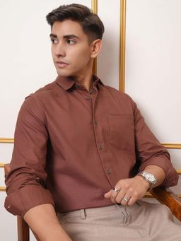 LOCOMOTIVE - Men Rust Cotton Collar Neck Formal Shirt