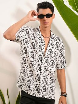 LOCOMOTIVE - Men Black Cotton Blend Collar Neck Shirt