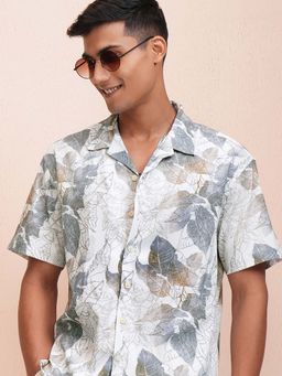 LOCOMOTIVE - Men Beige Polyester Blend Collar Neck Shirt