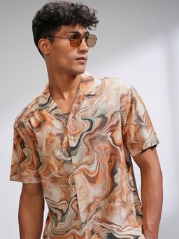 LOCOMOTIVE - Men Multi-Color Cotton Blend Collar Neck Shirt