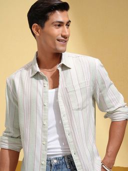 LOCOMOTIVE - Men Multi-Color Cotton Blend Collar Neck Shirt