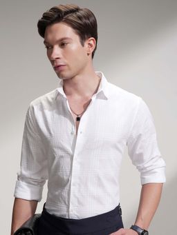 LOCOMOTIVE - Men White Cotton Collar Neck Formal Shirt