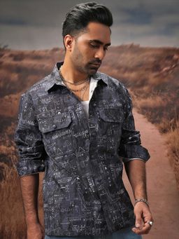 LOCOMOTIVE - Men Navy Blue Polyester Collar Neck Shirt