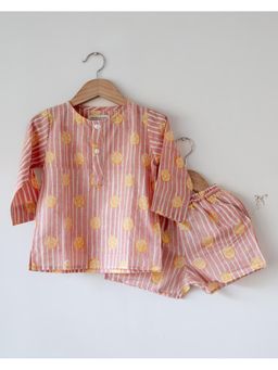 Love the world today - Lemon Drizzle Peach Print Sleepover Party Kurta and Shorts
