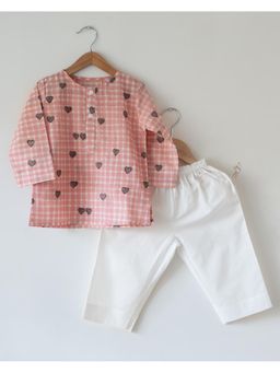 Love the world today - Peach Love Print I want to be like Grandpa Kurta & Pajama