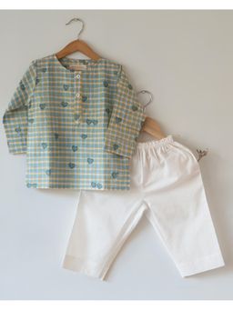 Love the world today - Blue Love print I want to be like Grandpa Kurta & Pajama