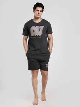 CR7 Cristiano Ronaldo - Men Navy Blue Cotton T-Shirt with Shorts