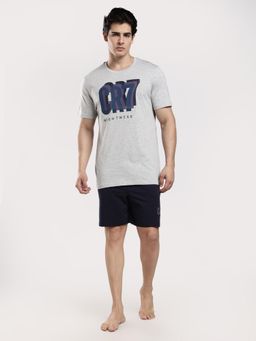 CR7 Cristiano Ronaldo - Men Grey Cotton T-Shirt with Shorts