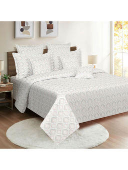 Swayam - 250 TC Nature Print Cotton Satin Double Bed Sheet with 2 Pillow Cover Brown (Queen)