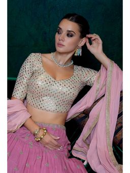 Soch - Beige Georgette Embellished Stitched Blouse with Embroidered