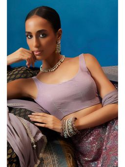Soch - Onion Pink Net Solid Stitched Blouse