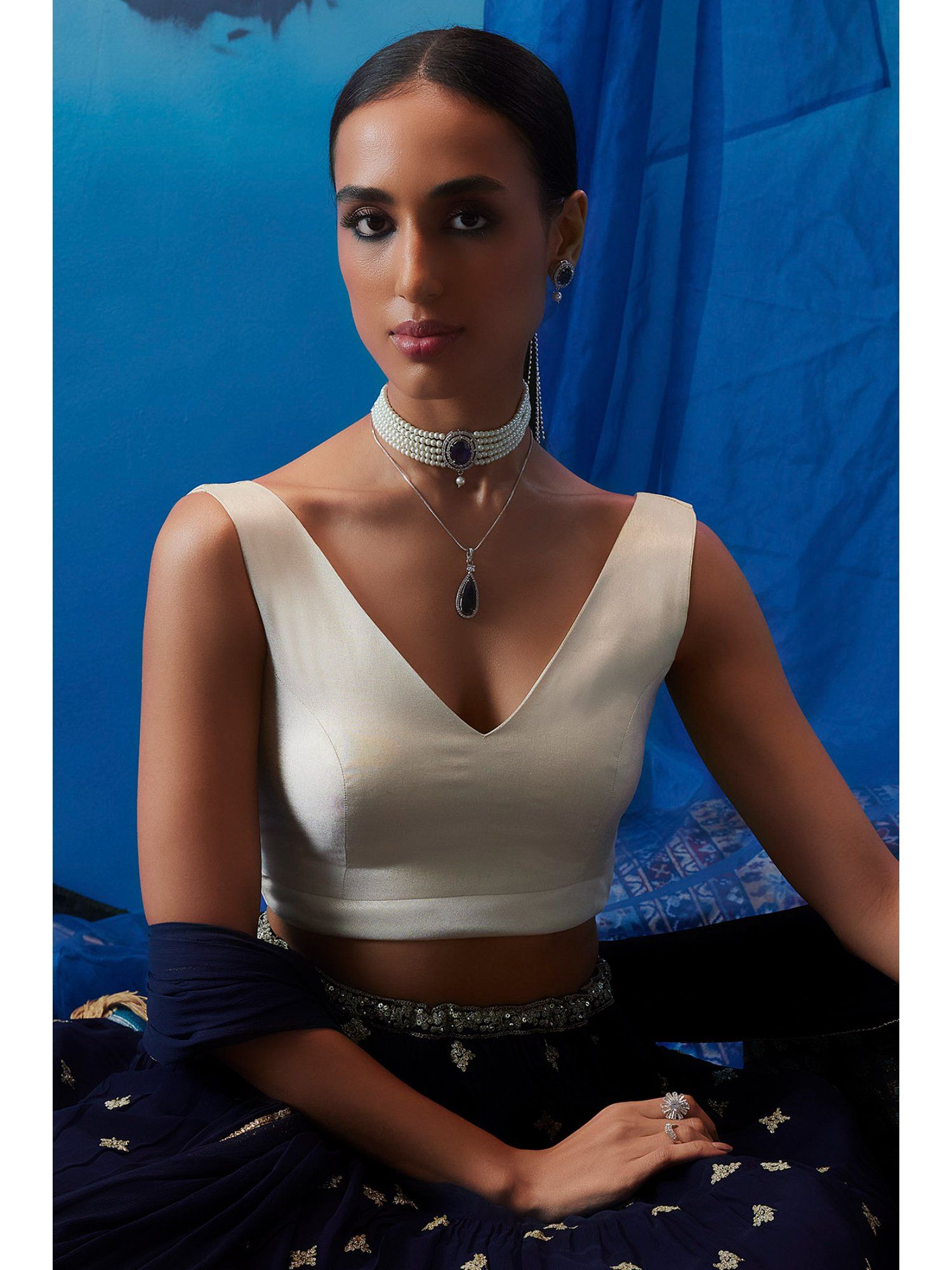 soch Ivory Tusshar Silk Solid Stitched Blouse-picture-26