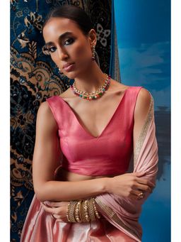 Soch - Pink Tusshar Silk Solid Stitched Blouse