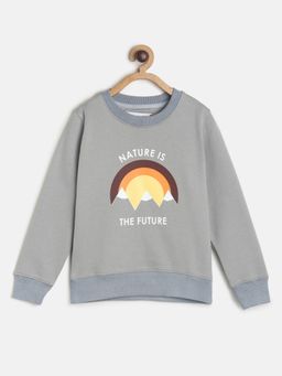Tales & Stories - Boys Grey Cotton Poly Printed Sweatshirt