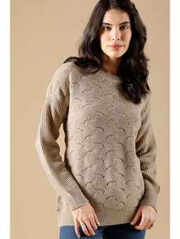 Gipsy - Beige Regular Fit Acrylic Sweaters
