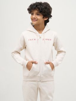 Jack & Jones Junior - Boys White Zip-Up Hoodie