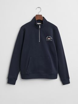 GANT - Boys Evening Blue Graphic Half-Zip Sweatshirt