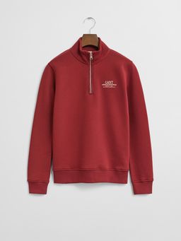 GANT - Boys Plumped Red Typography Half-Zip Sweatshirt