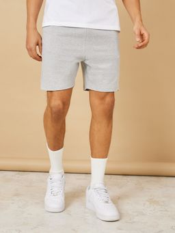 Styli - Grey Basic Regular Fit Solid Knit Shorts