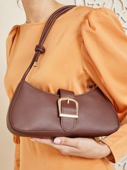Styli - Women's Brown Twisted Knot Shoulder Bag