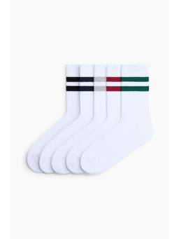 H&M - Men White 5-Pack Socks With Lycra