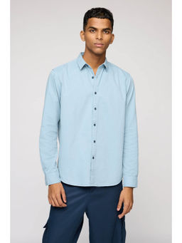 FREAKINS - Mens Dusty Blue Twill Long Sleeves Shirt