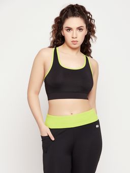Clovia - Medium Impact Padded Racerback Sports Bra In Black