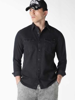Jack & Jones - Black Solid/Plain Full Sleeves Shirt