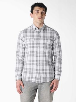 Jack & Jones - White Checks Full Sleeves Shirt