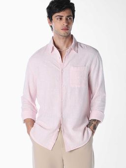 Jack & Jones - Pink Textured Full Sleeves Shirt