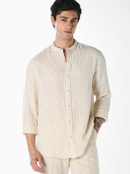 Jack & Jones - Grey Textured Full Sleeves Shirt