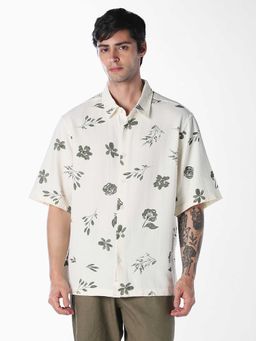 Jack & Jones - Off White Floral Half Sleeves Shirt