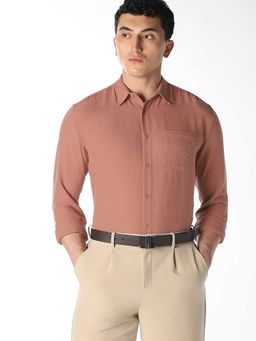 Jack & Jones - Rust Textured Full Sleeves Shirt
