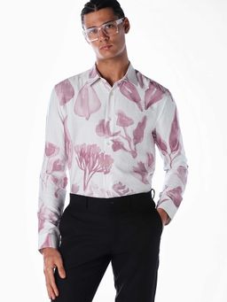 Jack & Jones - White Printed Full Sleeves Shirt