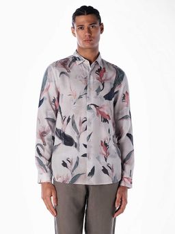Jack & Jones - Grey Floral Full Sleeves Shirt