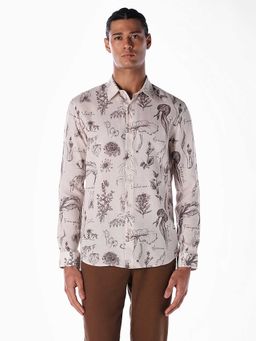 Jack & Jones - Grey Floral Full Sleeves Shirt