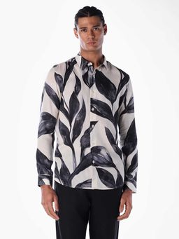 Jack & Jones - Off White Printed Full Sleeves Shirt