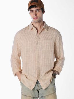 Jack & Jones - Beige Printed Full Sleeves Shirt