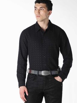 Jack & Jones - Black Textured Full Sleeves Shirt